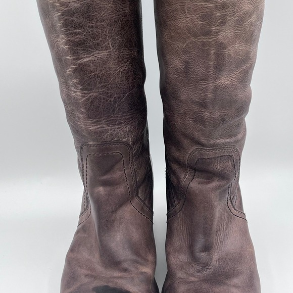 Frye Women's Tall Leather Riding Boots Sz 8 B Gray Distressed Pull-On - Picture 10 of 12